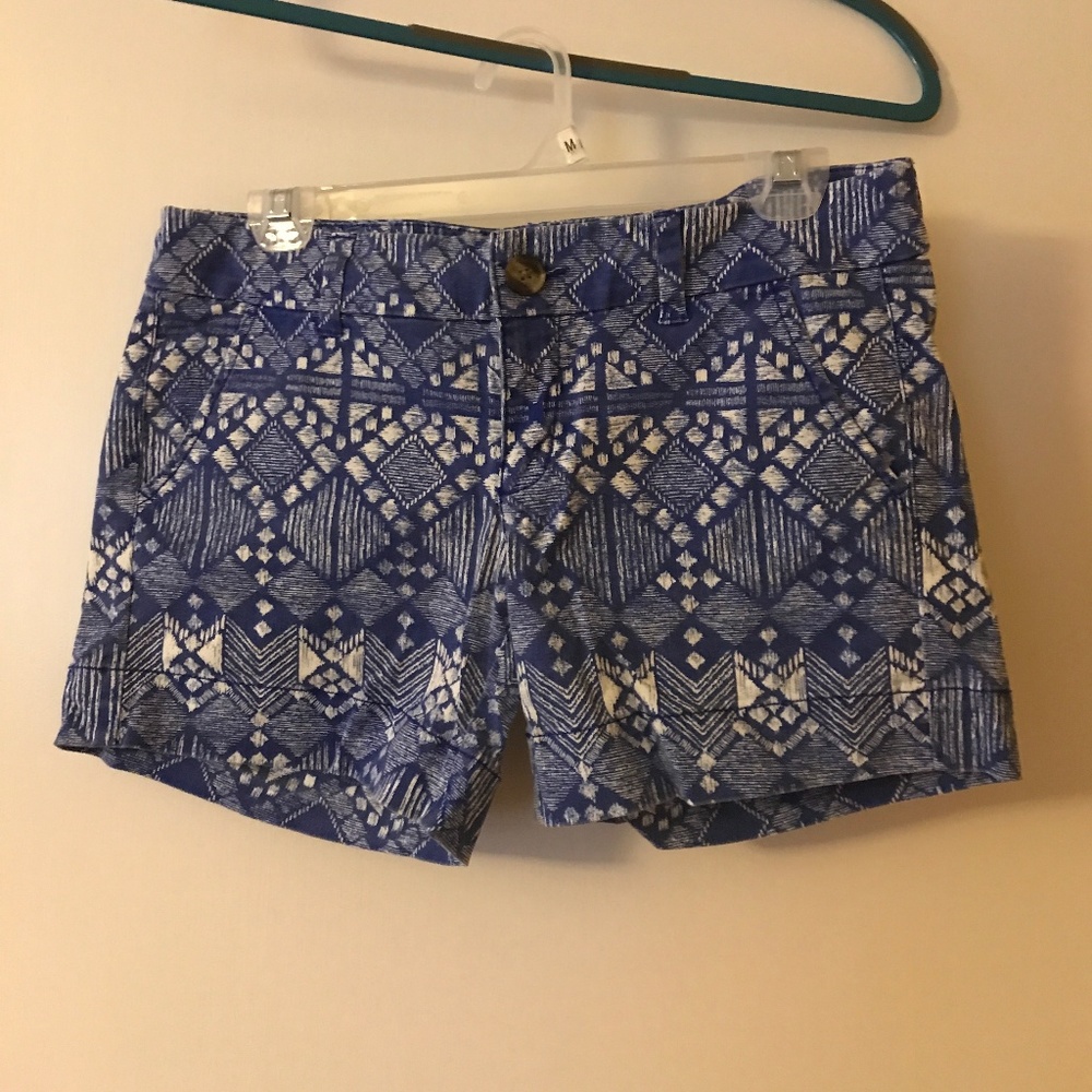 American Eagle Blue Tribal Shorts